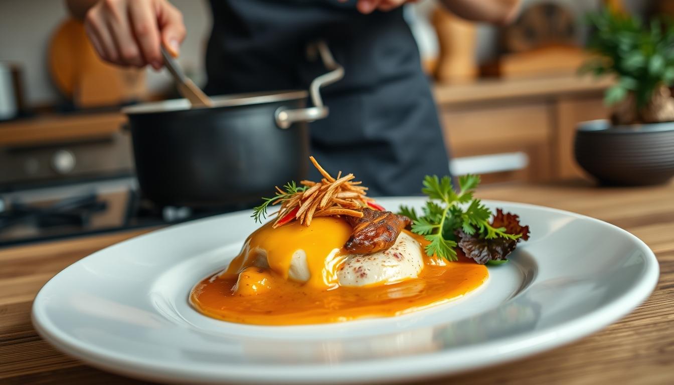 Freshly baked homemade cake in a kitchen setting